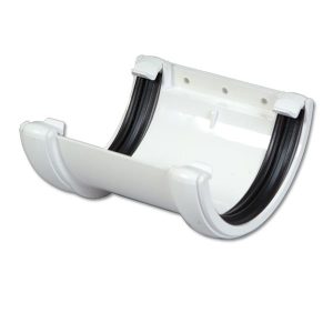 112mm Half-Round Gutter Union Bracket – White