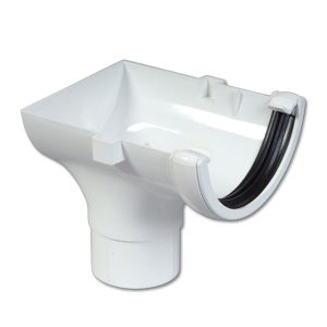 112mm Half-Round Stop End Outlet – White