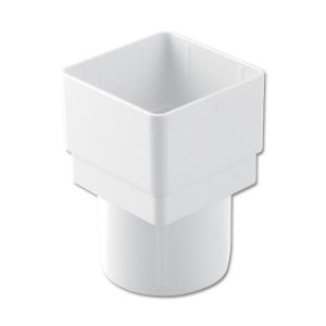 65mm Square to Round Downpipe Connector – White